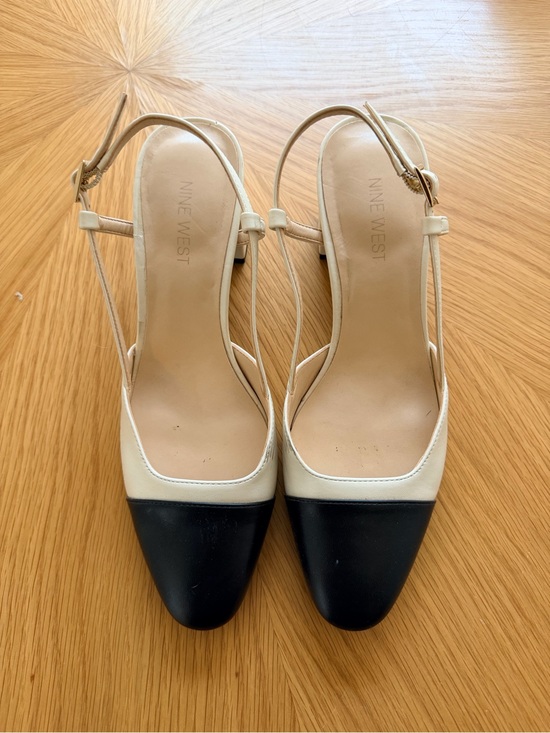 Nine West Shoes - Nine West Cream and Black Slingback Pumps
